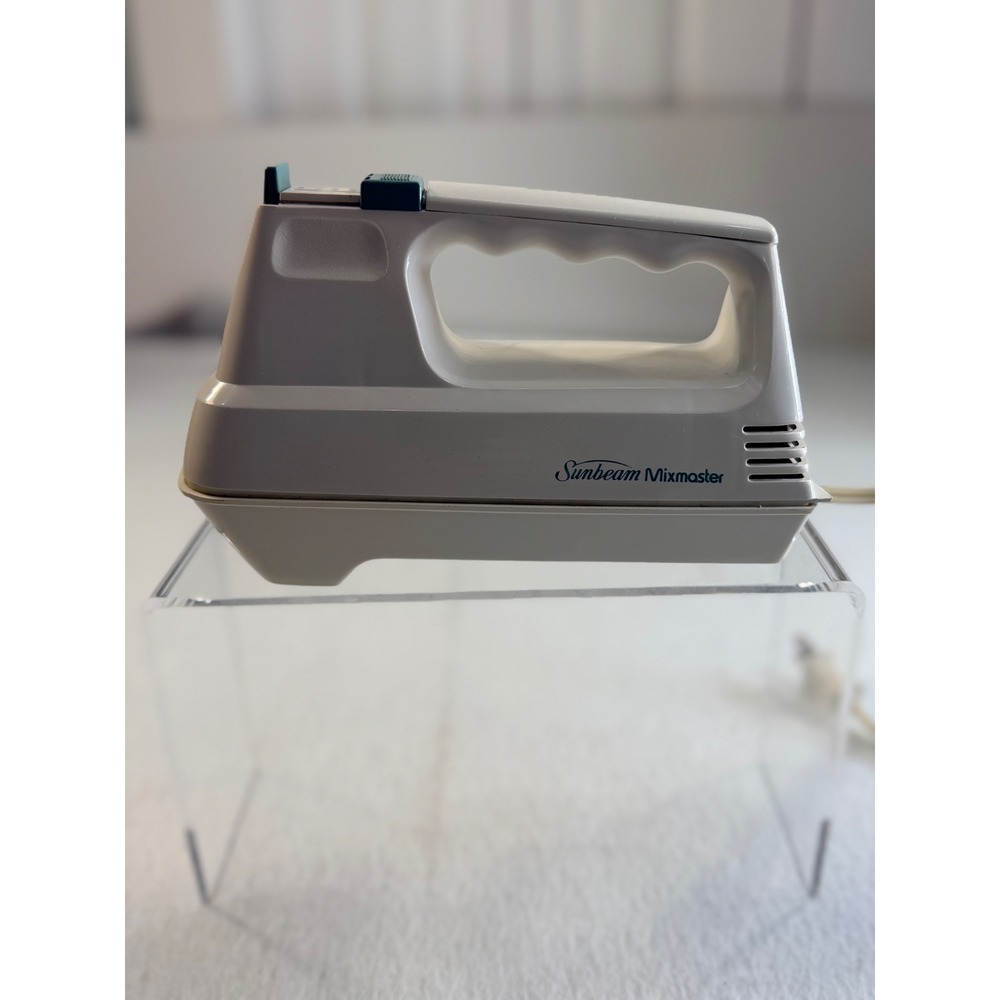 Sunbeam Mixmaster Hand Mixer White Teal 4 Speed Model 03151 110W Corded Electric